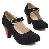 cheap Block Heels-Women&#039;s Vintage Brown Mary Jane Pumps with Buckle Strap and Block Heel - Perfect for Office and Casual Wear