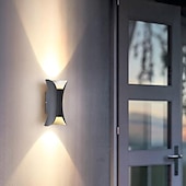 economico applique da esterno-lampada da parete a led per esterni 6w 10w 20w 30w illuminazione su / giù lampada da parete ip65 impermeabile a doppia testa curva per interni lampada da camera moderna luce bianca calda ac85-265v