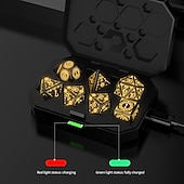 Недорогие игры и аксессуары-Светодиодные светящиеся кости DND, набор из семи предметов «Дракон и подземелье», теплый дышащий свет