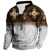 tanie Męskie bluzy 3D-Męskie Dla obu płci Styl bohemy Wzory graficzne Bluza dresowa Zjechać na pobocze Długi rękaw Podkoszulek Stójka Moda miejska Designerskie Codzienny Druk 3D Codzienny Sport Nadruk Wiosna i lato