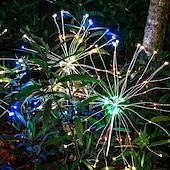 economico Luci paesaggistiche-1 confezione di fuochi d&#039;artificio decorativi natalizi a 8 funzioni ad energia solare, luce da prato montata a pavimento, matrimonio festivo, lampada decorativa impermeabile per esterni di Halloween