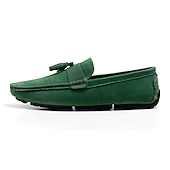 cheap Men&#039;s Slip-ons &amp; Loafers-Men&#039;s Green Suede Loafers – Casual Slip-On Moccasins with Non-Slip Sole for Driving &amp; Everyday Wear