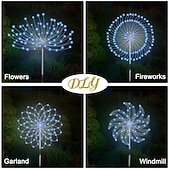 olcso Pathway Lights &amp; Lanterns-5db 5 W LED napelemes világítás Pathway Lights &amp; Lanterns Napelemes Karácsonyi esküvői dekoráció 8 világítási mód Meleg fehér Hideg fehér Zöld 5 V 600 LED gyöngyök