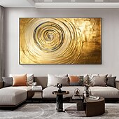 お買い得  抽象画-手作り油絵キャンバス壁アートの装飾オリジナルスキーゴールドテクスチャ家の装飾用ストレッチフレーム付き/内枠絵画なし