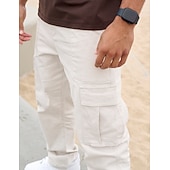 Недорогие Брюки карго-Муж. Брюки карго Брюки-карго Карман Полотняное плетение Комфорт Дышащий на открытом воздухе Повседневные На выход Мода На каждый день Черный Военно-зеленный