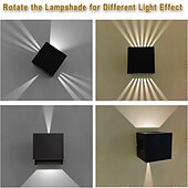 baratos luzes de parede ao ar livre-Luminária de parede led à prova d&#039;água para cima e baixo, luminária para áreas internas e externas, feixe de luz ajustável, abajur giratório, 10w, lâmpada de parede redonda moderna para varanda,