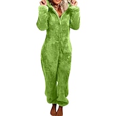 ieftine Îmbrăcăminte de dormit-pijama de pluș pentru femei, fleece, ureche de urs, hanorac roșu, pe lungime, căldură de iarnă, îmbrăcăminte confortabilă, îmbrăcăminte de dormit cu fermoar, ținute casual acasă, acasă