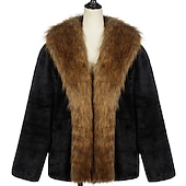 levne Pánské bundy a kabáty-Pánské Zimní kabát Zimní bunda Kabát z umělé kožešiny Venkovní Denní nošení Teplý Podzim Zima Barevné bloky Módní Šik ven Klopa Standardní Černá Saka