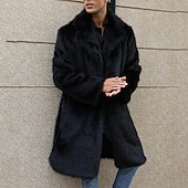 abordables Manteaux &amp; vestes-Homme Manteau d&#039;hiver Veste d&#039;Hiver Manteau en fausse fourrure Extérieur Usage quotidien Chaud Poche Automne Hiver Plein Mode Vêtement de rue Revers Normal Noir Blanche Jaune Marron Gris Claire Veste