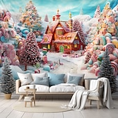 Недорогие пейзаж гобелен-candyland house подвесной гобелен настенное искусство большой гобелен фреска декор фотография фон одеяло занавеска дом спальня гостиная