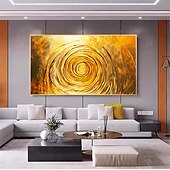 お買い得  抽象画-手作り油絵キャンバス壁アートの装飾オリジナルスキーゴールドテクスチャ家の装飾用ストレッチフレーム付き/内枠絵画なし