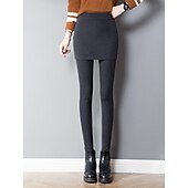economico Leggings semplici-Per donna Ghette Di tendenza Streetwear Lunghezza intera Vita alta Liscio 2 in 1 Taglio alto Tenere al caldo Morbido Comodo Media elasticità Esterno Strada Giornaliero Grigio chiaro Grigio scuro Nero