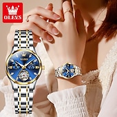 olcso Mechanikus órák-OLEVS Női Mechanikus óra Luxus Divat Üzlet Karóra Csontváz Automatikus önfelhúzós Tourbillon Fénylő ötvözet Néz