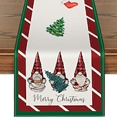 baratos Decoração de Natal-corredor de mesa vermelho, decoração de mesa sazonal em estilo fazenda de férias de inverno