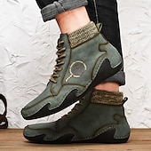 tanie Botki-męskie buty vintage z wysoką cholewką – sznurowane, codzienne buty outdoorowe z antypoślizgową podeszwą do wędrówek i codziennego noszenia