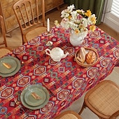 cheap Tablecloth-Rectangle Tablecloth Vintage Floral  Jacquard Table Cloths with Tassels Cotton Linen Table Covers for Dinner Parties Outdoor Decoration