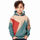 olcso Fiú 3D látása és geometria-Fiú 3D Mértani Kapucnis felsőrész Pullover Hosszú ujj 3D nyomtatás Ősz Tél Divat Utcai sikk Menő Gyerekek 3-12 év Szabadtéri Hétköznapi Napi Normál