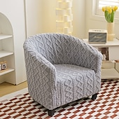 abordables Potah na křeslo a potah na křeslo-Housse de chaise club en polaire housse de chaise tonneau housse de chaise de baignoire extensible douce pour salon et chambre à coucher, protection de fauteuil lavable et amovible, protection de
