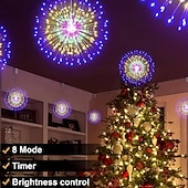 voordelige Batterij String Lights-0,3 m Verlichtingsslingers 200 LEDs EL Warm wit Koel wit Blauw Vuurwerk / Starburst Lights Vakantie Bruiloft Kerst decoratie 5 V