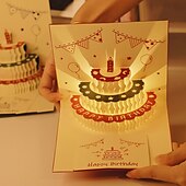 levne hry a příslušenství-hudba osvětlení ins dárek k narozeninám kreativita roztomilý medvídek blahopřání trojrozměrné blahopřání 3d dort blahopřání dopis