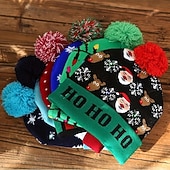 Недорогие Рождественские подарочные огни-Шапка-бини с LED светом светящаяся шапка для унисекс зимние шарики рождественская шапка подарки на праздничные вечеринки многоцветные