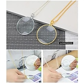 economico Strumenti manuali-Collana monocolo decorativa con lente d&#039;ingrandimento 5x, ciondolo con lente d&#039;ingrandimento, collana a catena placcata in argento dorato per regalo di gioielli da donna