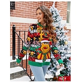 billiga Fula jultröjor-Anime Biskop Ful jultröja Pullover Jumper Snögubbe Rolig för Dam Vuxna 3D-utskrift för Jul Karnival Nyår Fest Ledigt / vardag