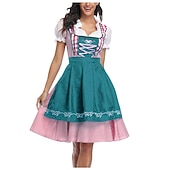 baratos Mulheres-Oktoberfest Vestidos Dirndl Trachtenkleader Oktoberfest / Cerveja Empregada Bávaro Alemão Munique prados Mulheres Pano de Estilo Tradicional Blusa Vestido Avental (70 cm)