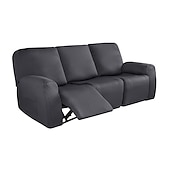 abordables Funda para sillón reclinable-Fundas reclinables impermeables, funda de sofá suave antideslizante color burdeos con bolsillo para sofá de 1/2/3/4 plazas, protector de muebles reclinables de jacquard elástico de licra lavable para