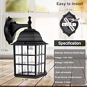 baratos luzes de parede ao ar livre-do anoitecer ao amanhecer lâmpada de parede externa luzes de varanda de montagem na parede com sensor iluminação de parede externa lâmpada de parede antiferrugem lanterna de parede à prova d&#039;água
