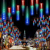 olcso Hálózatra csatlakoztatható elektronika-led eső esőlámpák 11,8 hüvelyk 8 cső 144 led eső csepp fények kültéri jégcsap hó meteor zuhany fények karácsonyi esküvői party ünnepi kert dekoráció
