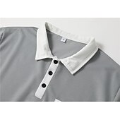 cheap Men&#039;s Classic Polo-Men&#039;s Polo Shirt Button Up Polos Casual Holiday Lapel Long Sleeve Fashion Basic Color Block Patchwork Summer Regular Fit Navy-blue Dark Grey White Burgundy Grey Polo Shirt