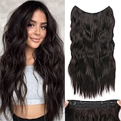 cheap Clip in Extensions-Hair Extensions 20 Inch Long Wavy Blonde Hair Extensions with Invisible Wire Adjustable Size 4 Secure Clips in Hair Extensions for Women