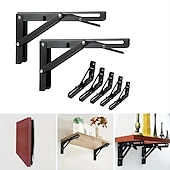 cheap Building Supplies-2pcs Heavy Duty Folding Shelf Brackets - 8&quot;, 10&quot; &amp; 12&quot; - Wall Mounted for Bench Table with Screws
