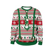 abordables Sudaderas y sudaderas con capucha divertidas-Navidad Sudadera Pullover Sudadera navideña divertida Impresión 3D Estampado 3D Gráfico Para Pareja Hombre Mujer Adulto Navidad Carnaval Mascarada Impresión 3D Fiesta