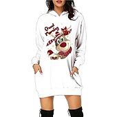 olcso Vicces karácsonyi pulóverek és pulóverek-Karácsony Mikulás Ruhák Kapucnis felsőrész Pullover Klasszikus Alap Kawaii Kompatibilitás Női Felnőttek Karácsony Újév 3D nyomtatás Hétköznapi