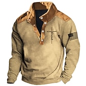 cheap Men&#039;s 3D Sweatshirts-Men&#039;s Cross Jesus National Flag Sweatshirts Sweatshirt Long Sleeve Sweatshirt Stand Collar Daily Casual Vintage Retro 3D Print Vacation Sports Outdoor Holiday Print Spring &amp;  Fall