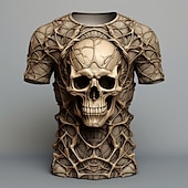 preiswerte T-Shirts mit Tiermuster-Halloween Herren Graphic Spinnen T Shirt Kurzarm T-Shirt 3D-Druck Rundhalsausschnitt Hemd Täglich Designer Retro Vintage Sports Outdoor Festtage Ausgehen Dunkelbraun Gelb Leicht Braun Frühling Sommer