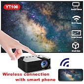 cheap Projectors-YT100 Mini Projector Wireless WIFI Display Screen Mirror with iOS and Android Smartphones Support USB Input Pocket Projector for Classic Movie Kids Animation