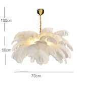 economico Lampadari-Lampadario A Sospensione A Led Splendido Lampadario A Sospensione Con Bouquet Di Piume Di Struzzo Bianche Extra Large, Lampadario A Sospensione Romantico Per La Camera Da Letto Del Ristorante