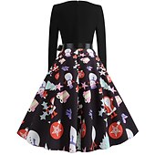 abordables Robe de fête de Noël-père Noël Robe de Noël Robe De Noël Fantaisie Femme Noël Nouvel an la veille de Noël 1950s Noël Adulte Soirée Noël Réveillon du nouvel an Robe