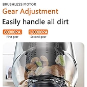 billiga Dammsugare-120000pa trådlös kraftfull bildammsugare borstlös motor 2 växlar effektjustering multifunktionsrengöringsmaskin biltillbehör hem bil sladdlös rengöringsmedel hushållsapparat för bil hem