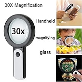 abordables Outillage à Main-Loupe de lecture portative 30x, loupe éclairée, lentille de microscope, montre de bijoux, loupe avec lumière led