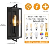 halpa LED-seinävalaisimet-teollinen musta seinävalaisin seinävalaisin maalaismainen vintage seinävalaisin e26-jalustalla, maalaistalon metalli maalaistyylinen seinävalaisin, moderni sisäseinävalaistus kiinteästi 110-240v