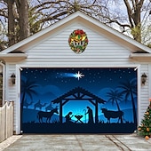 お買い得  屋外装飾-クリスマスガレージドアバナー、屋内屋外クリスマス休暇、幸せな背景、装飾カバー、クリスマス新年あけましておめでとうございますバナー、大型ドアカバー、クリスマス装飾