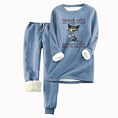 ieftine Trening pentru femei-Set de trening 2 piese pentru femei pantaloni călduroși hanorac jogging pantaloni lungi mânecă lungă gât rotund imprimeu cu litere casual zi de zi roz gri deschis gri toamnă și iarnă ajustare normală