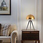 abordables lámpara de pie llevada-Lámpara de pie decorativa, trípode, luces de pie, lámpara de pie LED moderna de cobre, luz de pie de mediados de siglo con mesa para lámpara de pie de oficina 110-240v