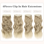 voordelige Clip-in-extensies-Synthetische uitbreidingen Klemmen Synthetisch haar Lang Haarextensies Clip-in 4 stuks Zacht Hittebestendig Pluizig Dames