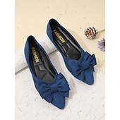 cheap Women&#039;s Flats-Women&#039;s Black Pointed Toe Flats with Bow – Elegant Slip-On Loafers for Ladies, Comfortable Casual Shoes for Work, Office, and Daily Wear