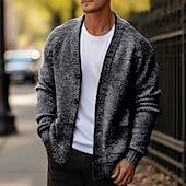 economico Maglioni Cardigan da uomo-Per uomo Felpa Maglione corto Cardigan Maglione A coste Maglia Standard Lavorato a maglia Liscio A V Top caldi Contemporaneo moderno Da tutti i giorni Per uscire Abbigliamento Inverno Rosso bordeaux